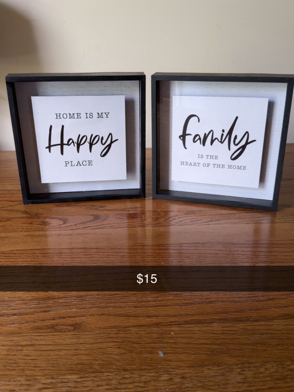 Black "Home is My Happy Place" and "Family" Framed Wall Art - Home Accents